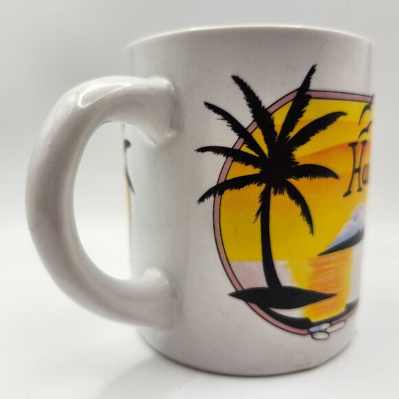 Vtg 70s Hilo Hattie Hawaii Hawaiian Souvenir Mug Sunset Palms 12oz a - Picture 5 of 8